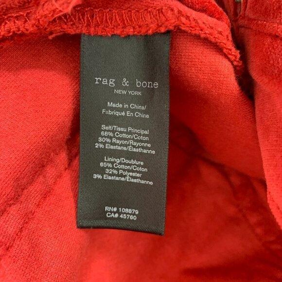 Rag & Bone Size 24 Pants High Rise Skinny Ankle Red Velvet Jeans NWT - Picture 6 of 9